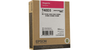 C13T40D340 Epson оригинальный пурпурный картридж для Epson SureColor T3100/Epson SureColor T3100M/Epson SureColor T3100N/Epson SureColor T5100 (50 мл.) C13T40D340 Epson оригинальный пурпурный картридж для Epson SureColor T3100/Epson SureColor T3100M/Epson SureColor T3100N/Epson SureColor T5100 (50 мл.)