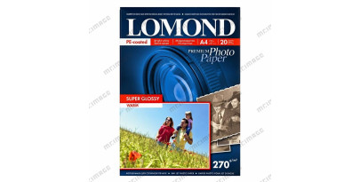 Бумага LOMOND A4 Premium Super Glossy Warm 20 л. 270 г/ м2 суперглянцевая тепло-белая микропористая фотобумага для струйной печати [1106101]
